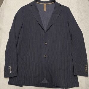 Eleventy Mens Blazer IT 52 / US 40 Navy Blue Striped Modern Sport Jacket Stretch